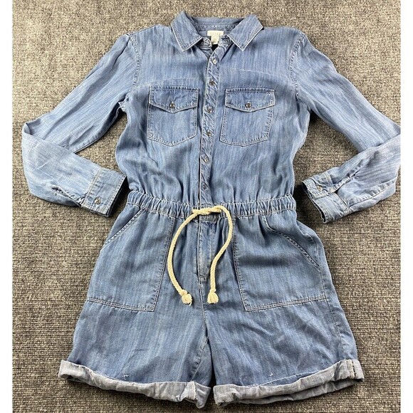 Hinge Romper Shorts Jumpsuit XXSmall Blue Jean‎ Denim Western Coastal Cowboy - Picture 1 of 7